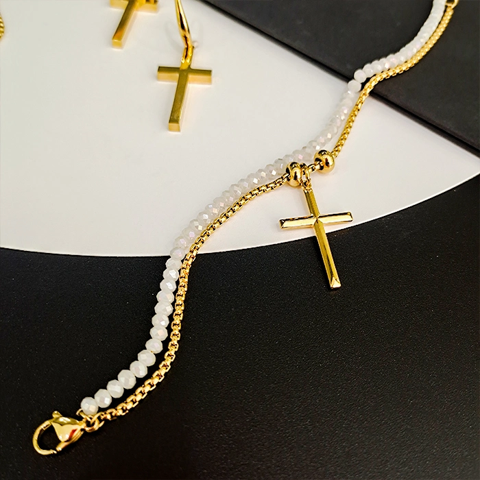 Wholesale/Supplier Gold Plated Fashion Accessory Necklace Jewelry Set Cross Pendant Necklaces Jewellery for Lady