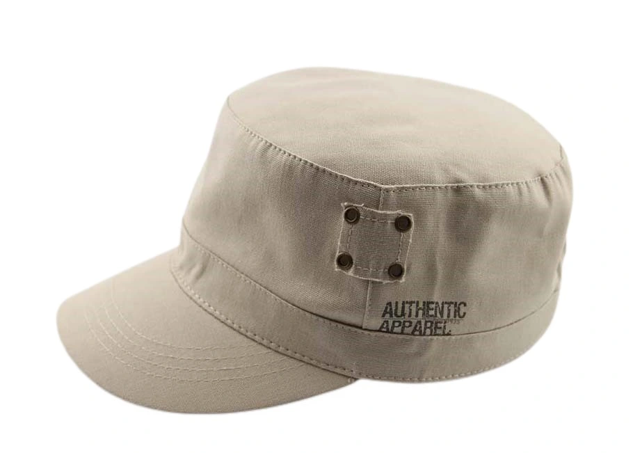 Gorra con hebilla metálica de algodón con paneles múltiples con parte de arriba plana impresa