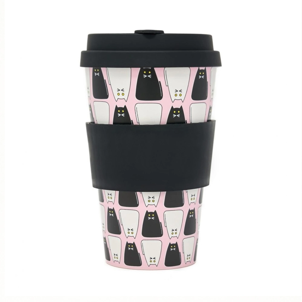 Eco Friendly Biodegradable PLA Material Reusable 400ml 14oz Coffee Mug Cup Travel Mug Cup with Design Take Away for Office and Home Melamine Free