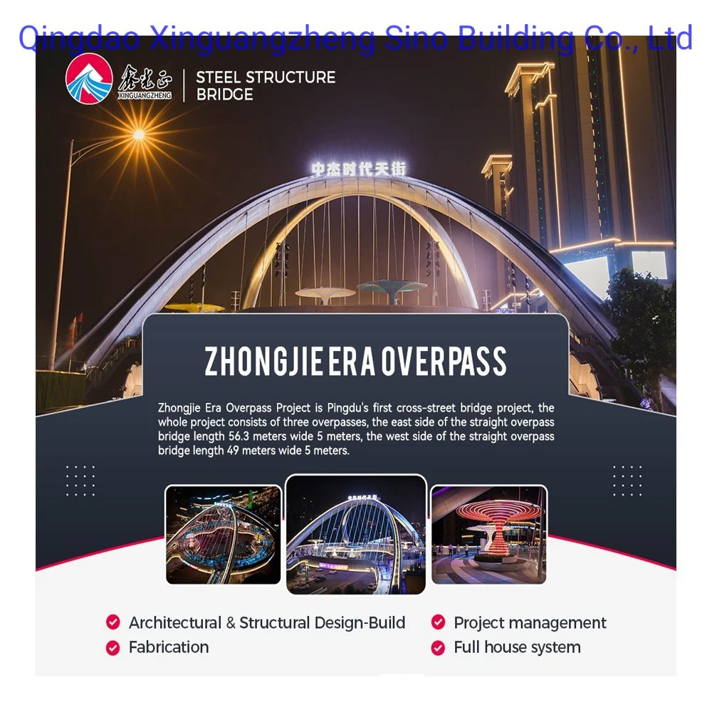 China Fabricante Diseño personalizado Overpass Cross Street Steel Structure Bridge