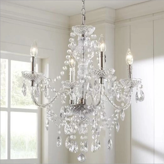 Classic Clear Crystal Candle Pendant Ceiling Chandelier 4 Lights for Elegant Decoration