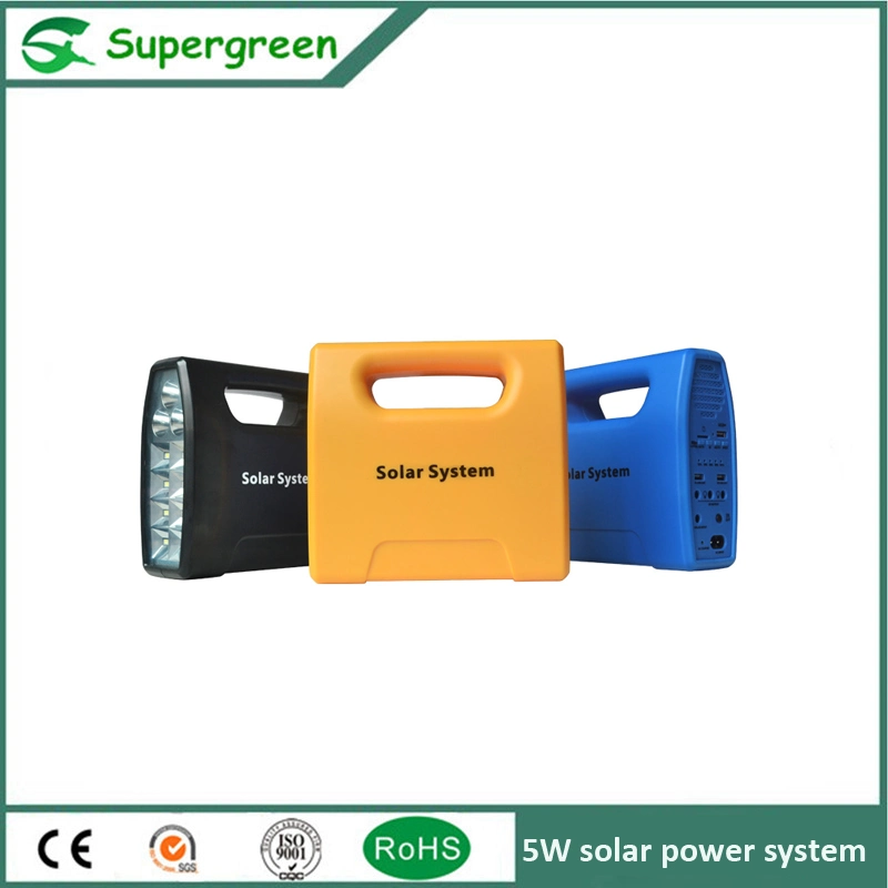 5W de potencia DC Solar Sistema Solar 1W Kit de iluminación del hogar