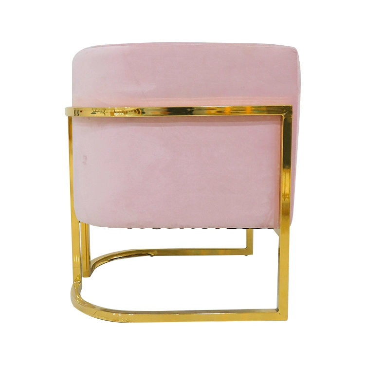 Wholesale/Supplier Home Furniture Classical Velvet Single Mini Sofa Gold Chrome Metal Frame Restaurant Bedroom Chair