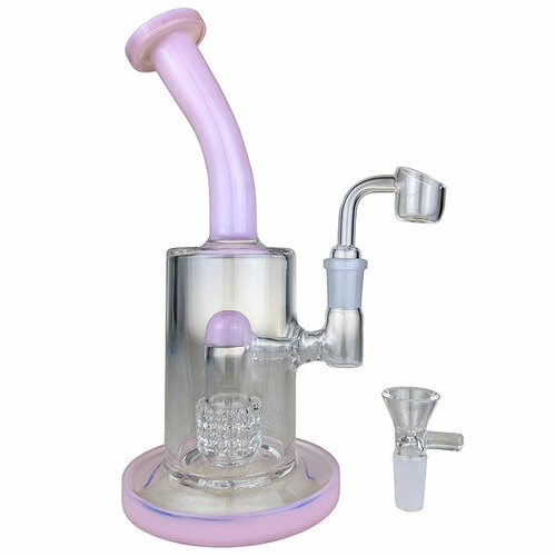 Tubo de água de pendural PERC Banger de matriz de pescoço inclinado Slyme de 8" - com 14m Bowl e 4 mm Banger vidro Vaporizer fumar Tubo de vidro tubo de vidro tubo rígido para fumadores papel de enrolar