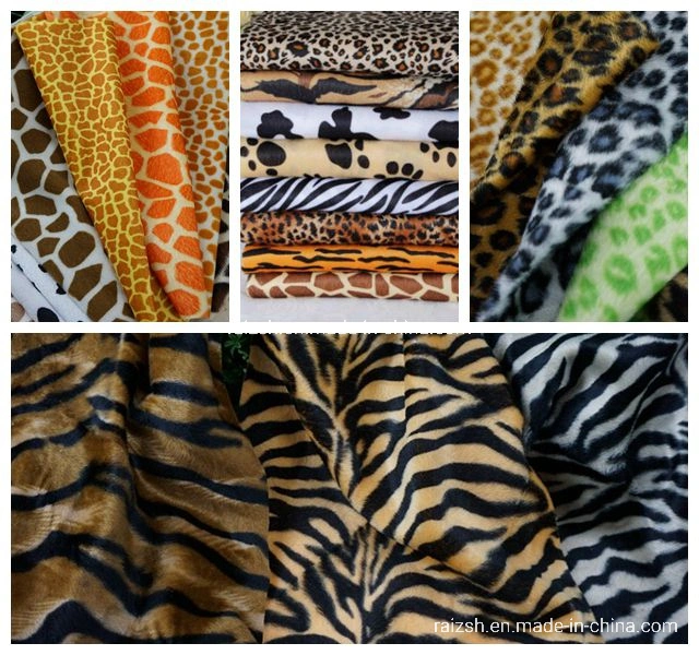 100 % polyester peluche courte velours de fourrure imitation peau d'animal Tissu