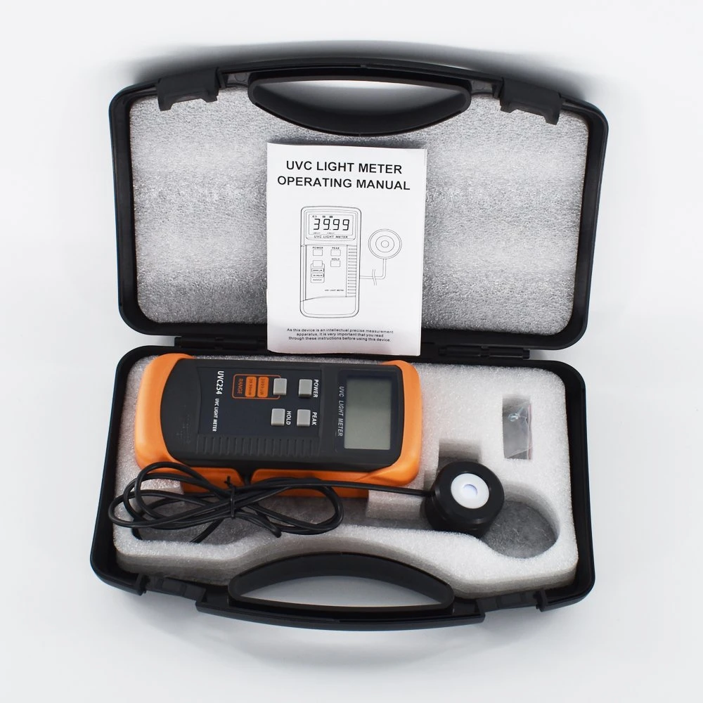 UVC Light Meter Receptores Spectrum 248nm-262nm Digital radiação UV Detector de intensidade