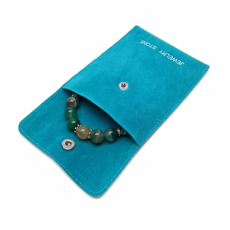 Customized Jewellery Envelop Flap Velvet Jewelry Dust Pouch with Button