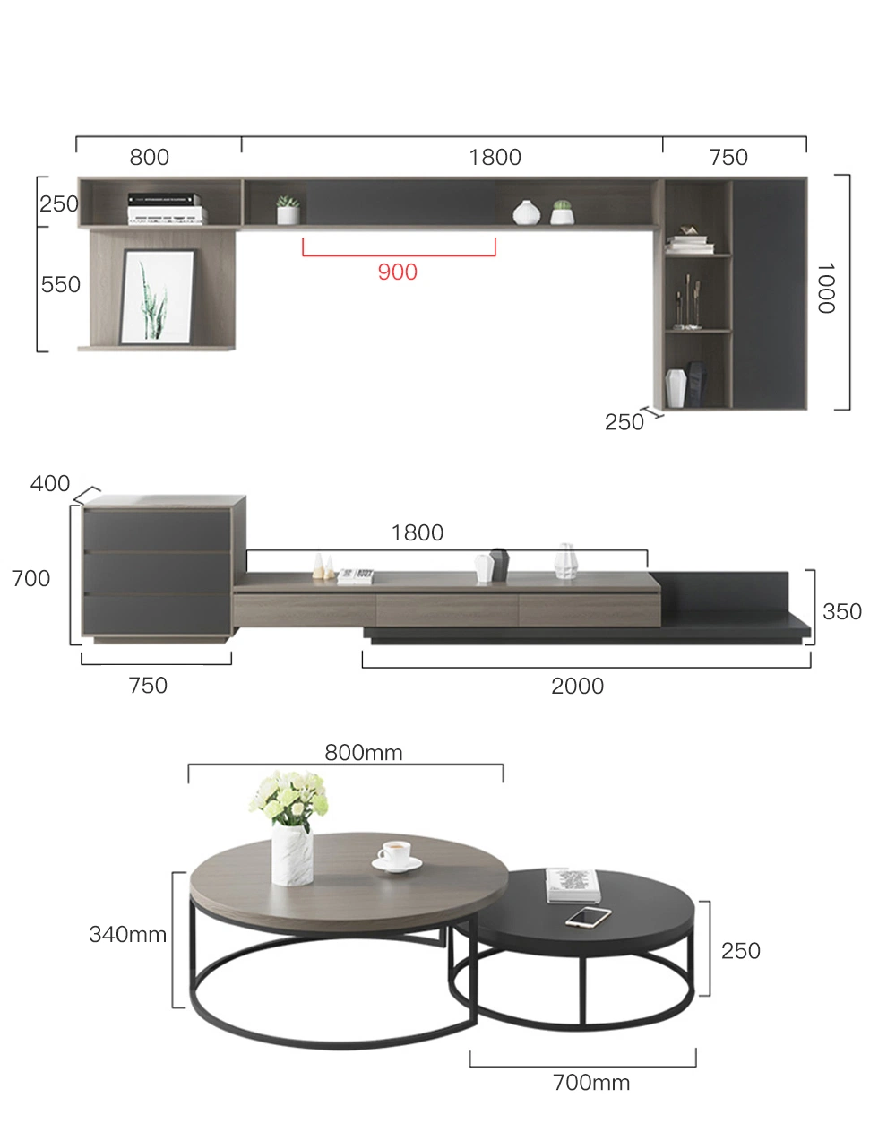 China Wholesale Home Furniture Modern Furniture TV Stands Side Table TV Stand Coffee Table Wooden Furniture Living Room Furniture