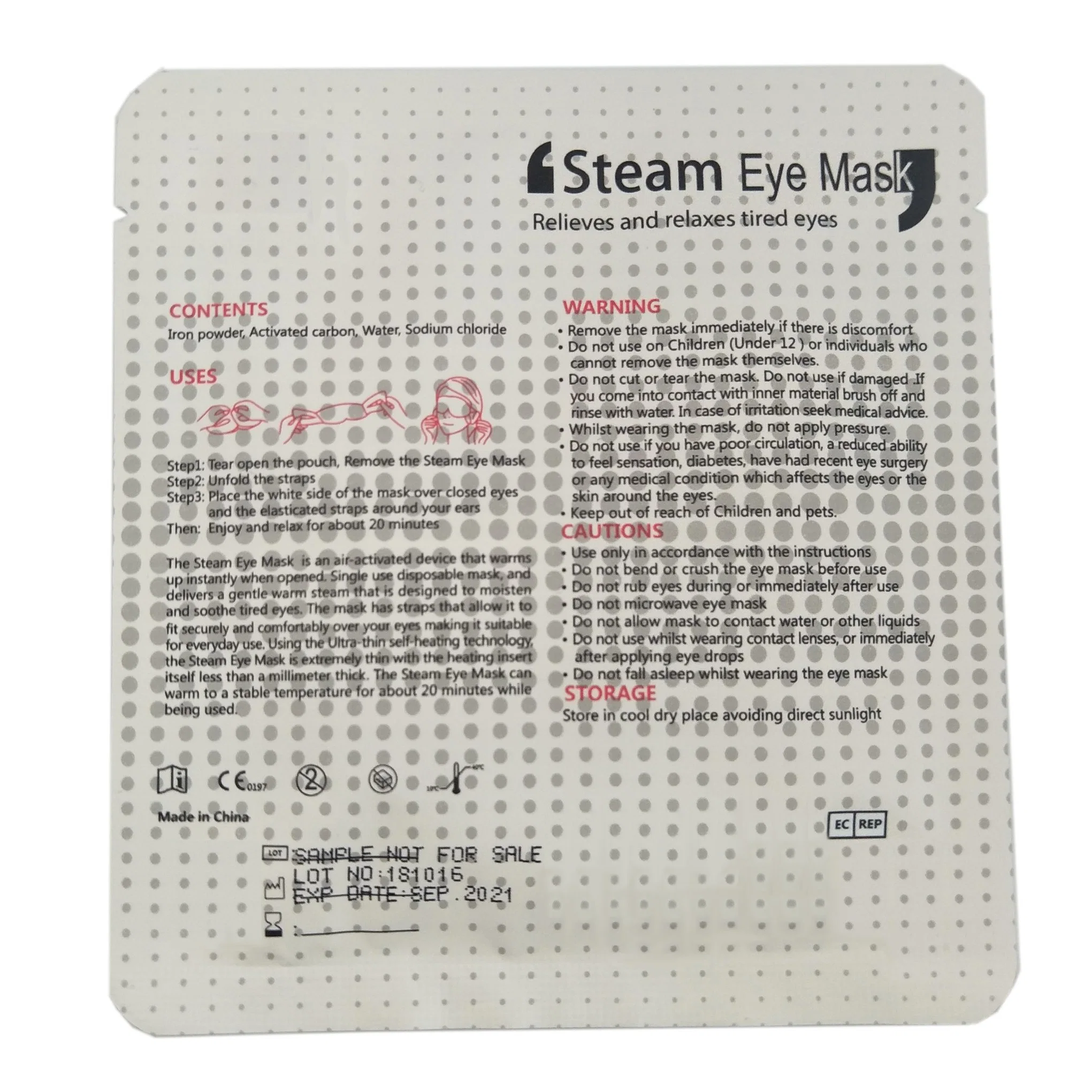 La clinique médicale de couchage chaud de la vapeur chaude Chauffage Eye Mask Pad Patch anti vieillissement