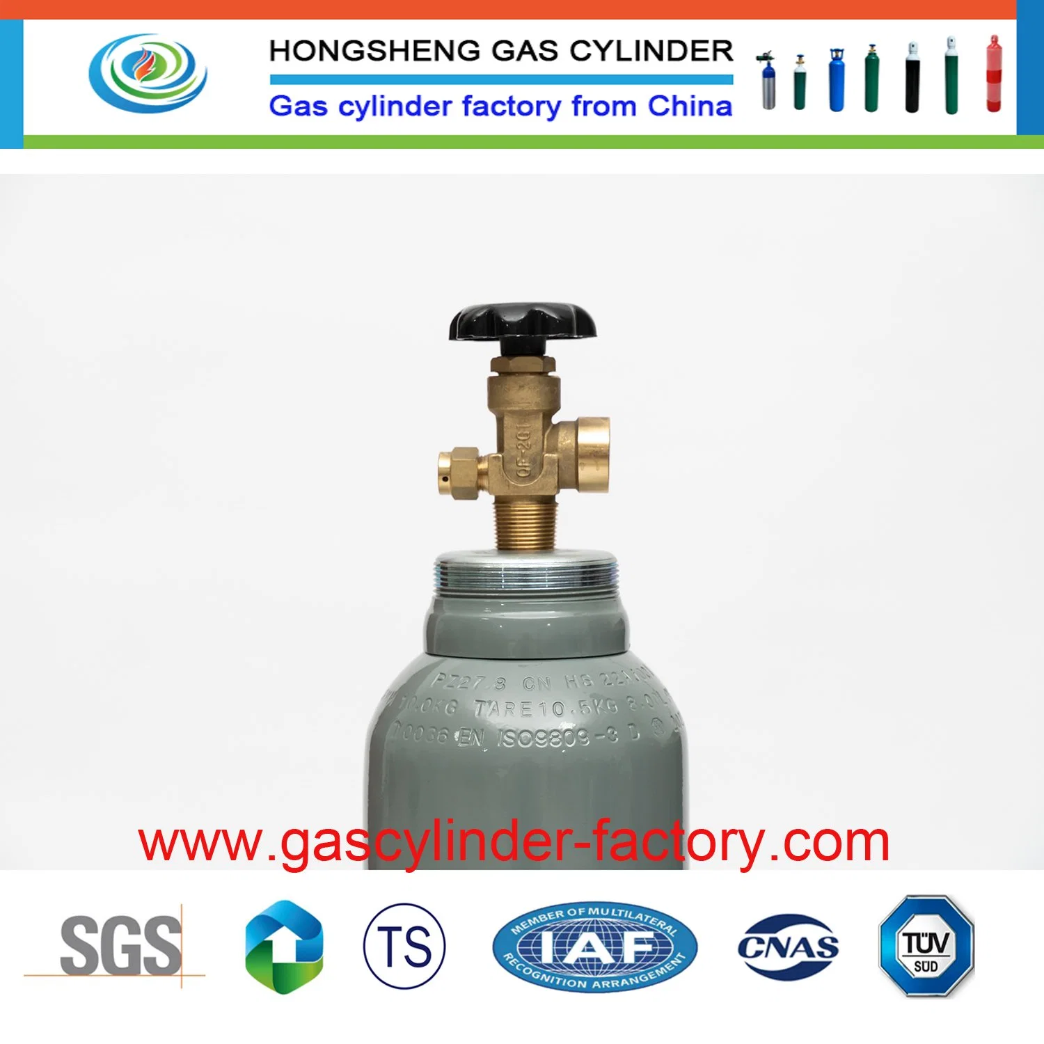 46.7L 150bar 6.0mm High Pressure Vessel Seamless Steel Argon Gas Cylinder