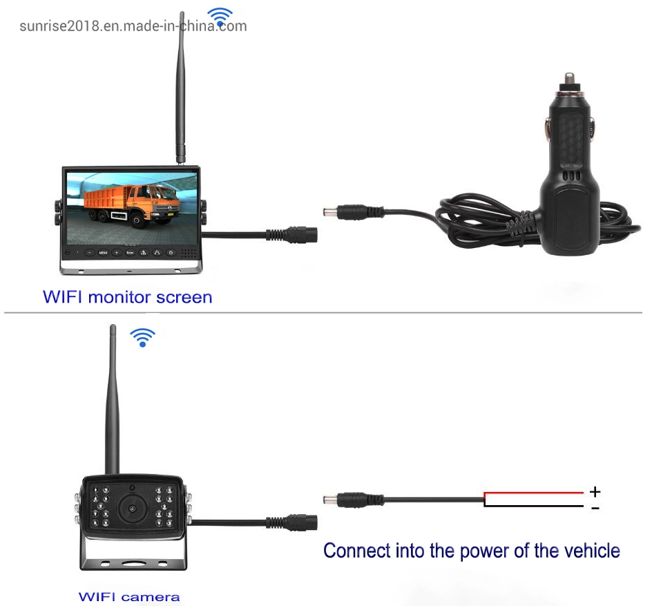 7 Inch HD Ahd Wireless WiFi Truck Bus Vehicle Parking Monitor with Rear View Reverse Backup IR Camera