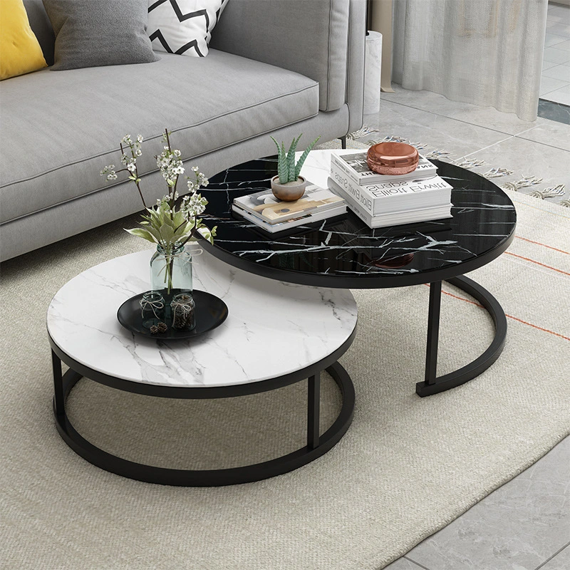 Round Modern Table Wooden Design Living Room Furniture Plywood Coffee Table Set