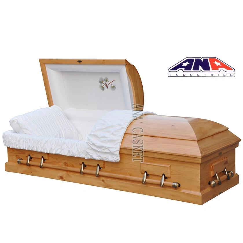 Luxury Solid Oak with Maple Leaf Funeral Wooden Casket