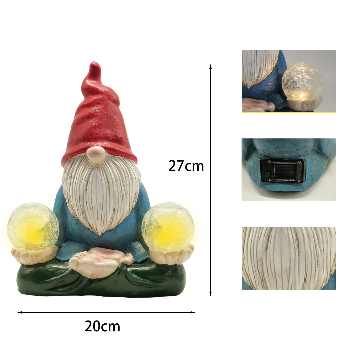 Wholesale/Supplier Solar Powered LED Poly Resin Holding Double Balls Gnome Landscape Lighting Outdoor Garden Holiday Decoration Yard Decoration