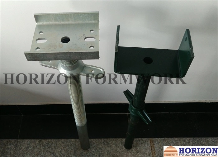 Scaffolding Base Jack with Adjusting Handle for Height Leveling