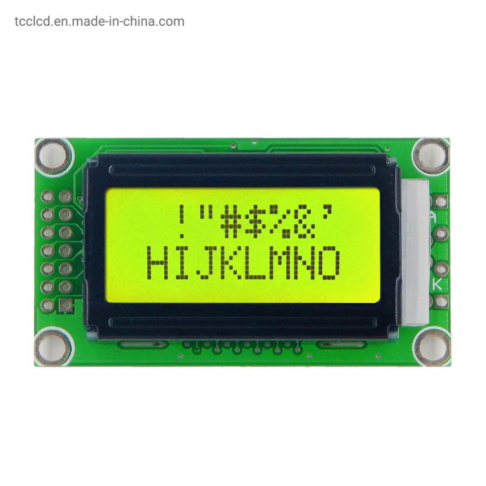 Yellow-Green Screen 0802 Character LCD Display St7066 Controller 8X2 Alphanumeric LCD Module