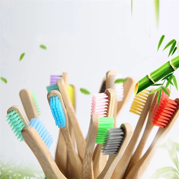 Bamboo Toothbrushes Pack of 5 Organic Ecofriendly Medium Soft Bristles for Natural Dental Care Plastic Free Wooden Handle Vegan Multicolored