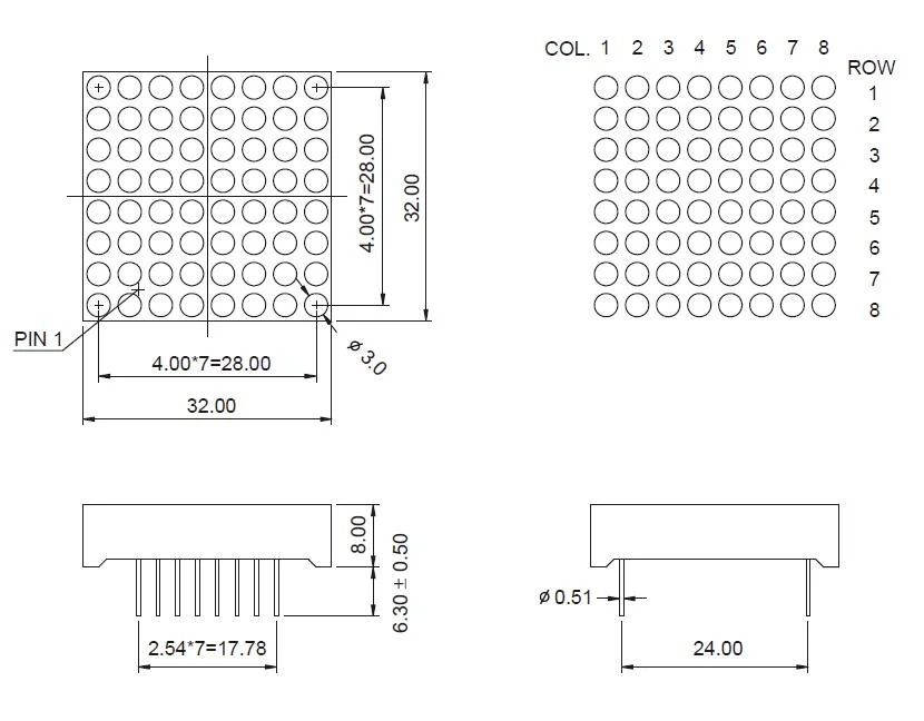 Expert Manufacturer of 1.2 Inch 8X8 LED DOT Matrix with RoHS