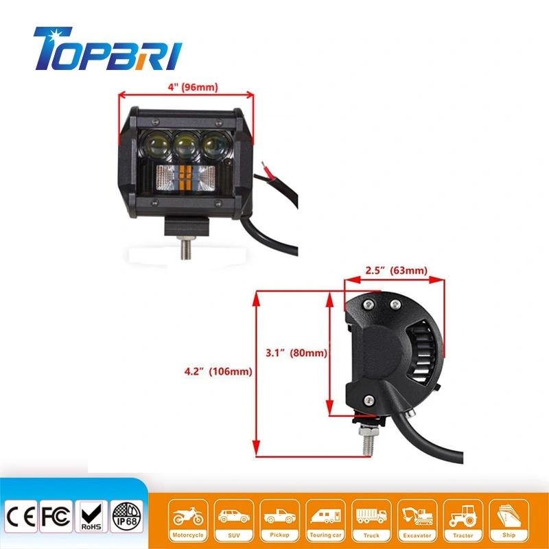 Professional 25W Coche CREE LED blanco de la luz ámbar de luces de trabajo para Moto Moto