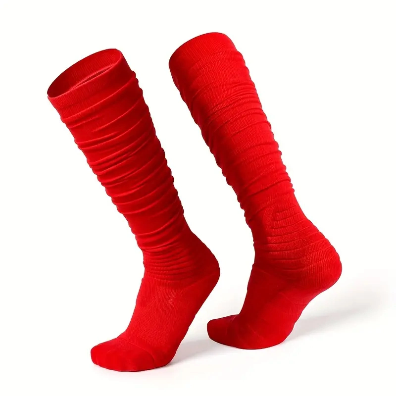 Men's Athletic Polyester Blend Solid Color Knee High Long Socks for Rugby Sports