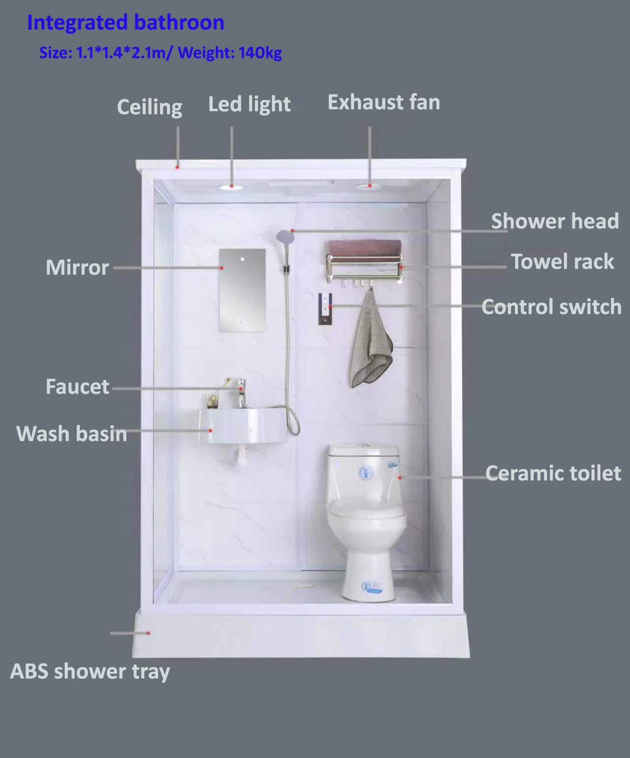 Quick Installation Prefab Bathroom Toilets Integrated Bathroom