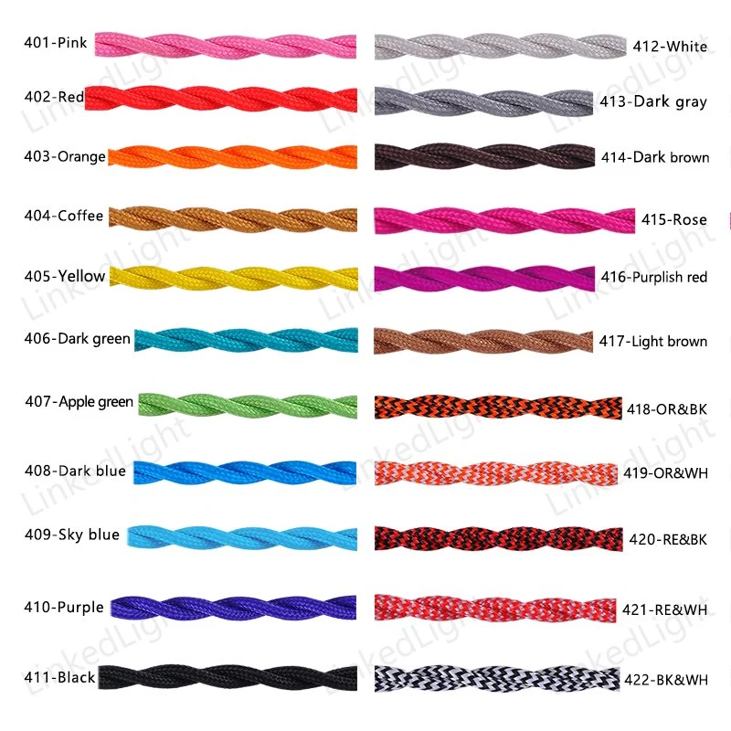 Colorful VDE Cloth Cotton Braided Fabric Woven Power Cord