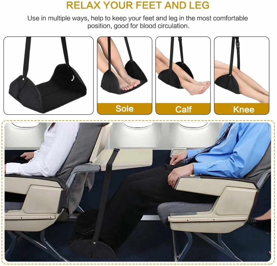 Portable Travel Footrest Travel Home Office Carry-on Flight Relaxing Hang Footstool Travel Accessory for Airplane Foot Rest Travel Plane Footrest Bl10182