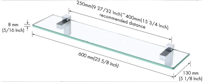 23.6 Inch Tempered Glass Shelf for Bathroom