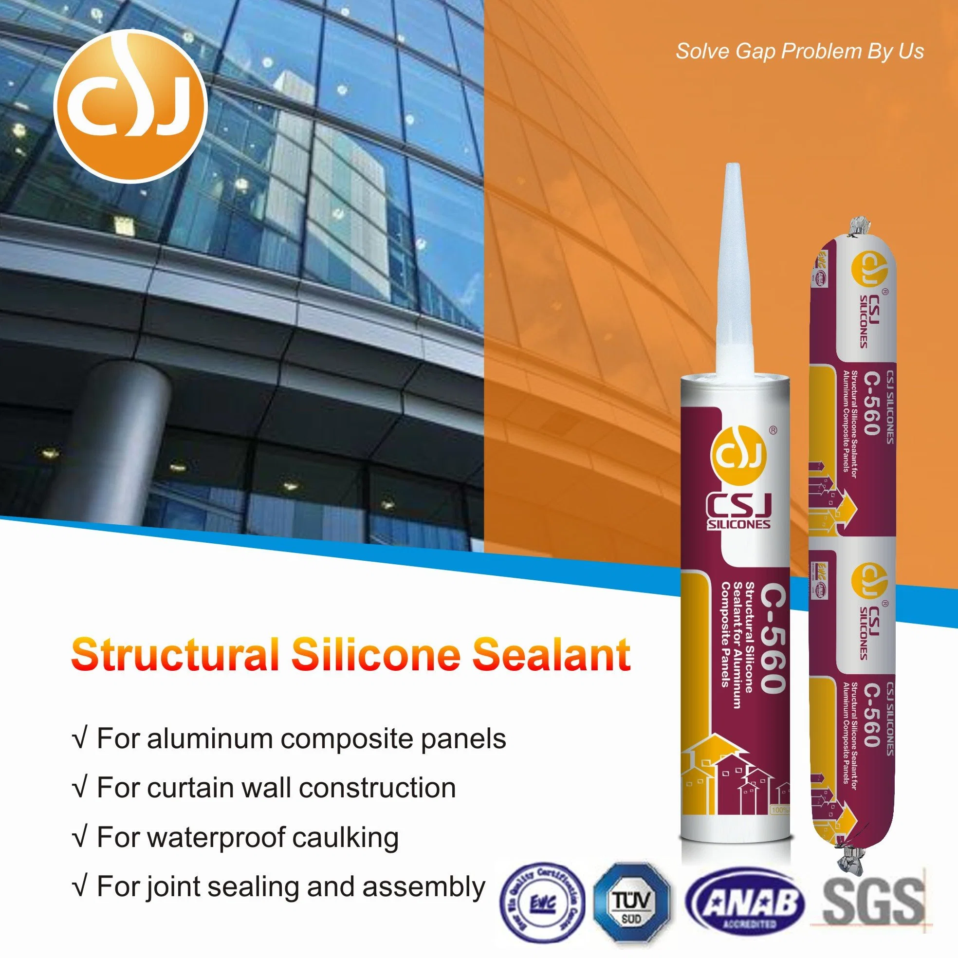 Structural Strong Adhesive Silicone Sealant for Glass Wall Engineering