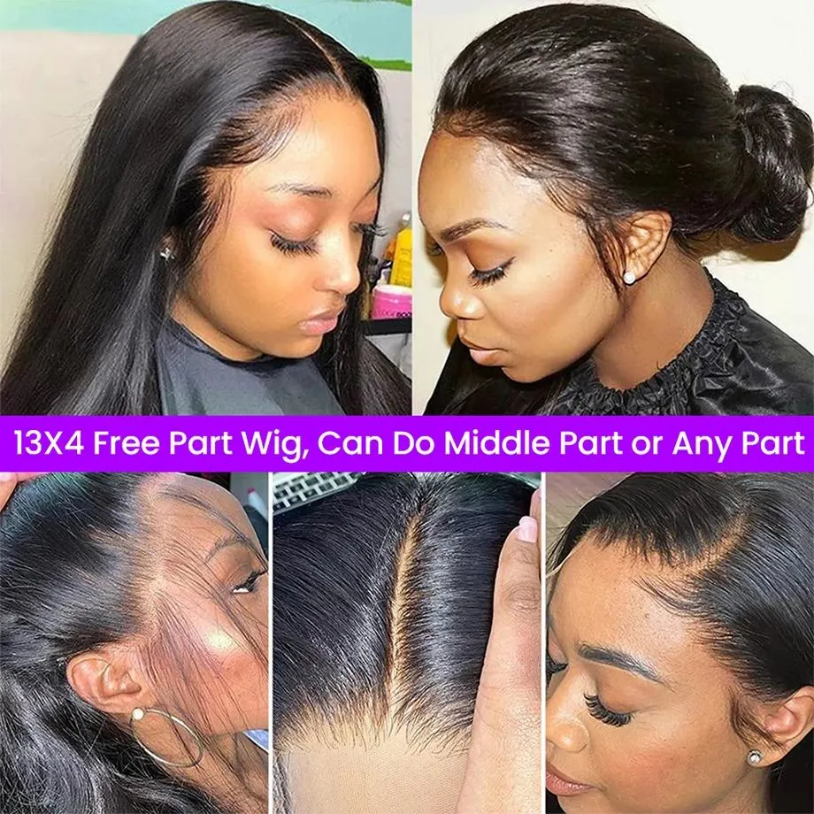 Natural Black 24 Inches Lace Front Wigs Straight Hair Glueless Lace Wigs Synthetic Long Silk Straight Natural Wig