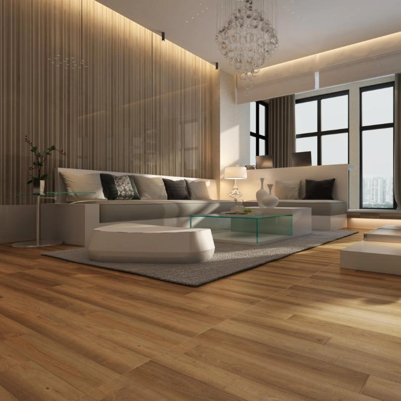 Natural Bamboo HDF Pisos haga clic en Pisos Interiores Madera Piso Grande Baldosas AC4 8mm Laminates de roble Revestimiento de pisos en Promoción