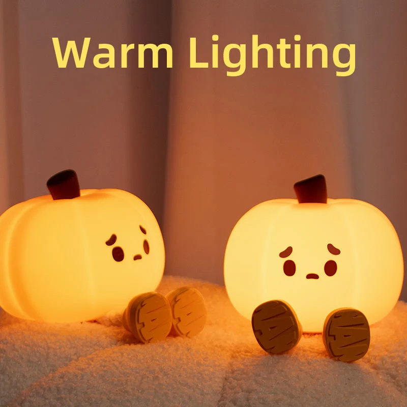 LED Silicone Touch Sensor Pumpkin Halloween Ornaments Decorative Gifts Kids Night Light