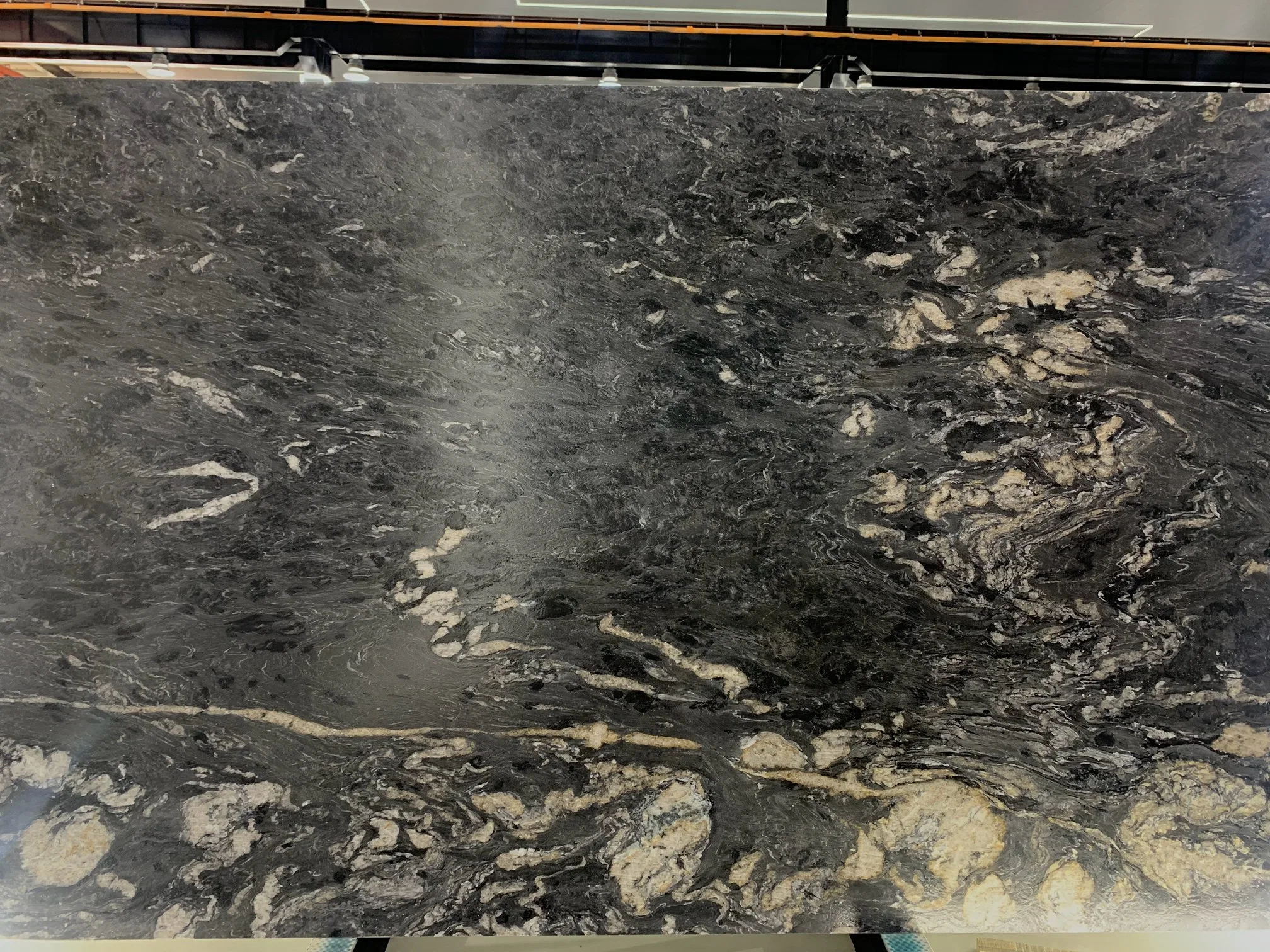 Matrix Titanium Black Gold Thunder Granite Slab Polished Antique Finish