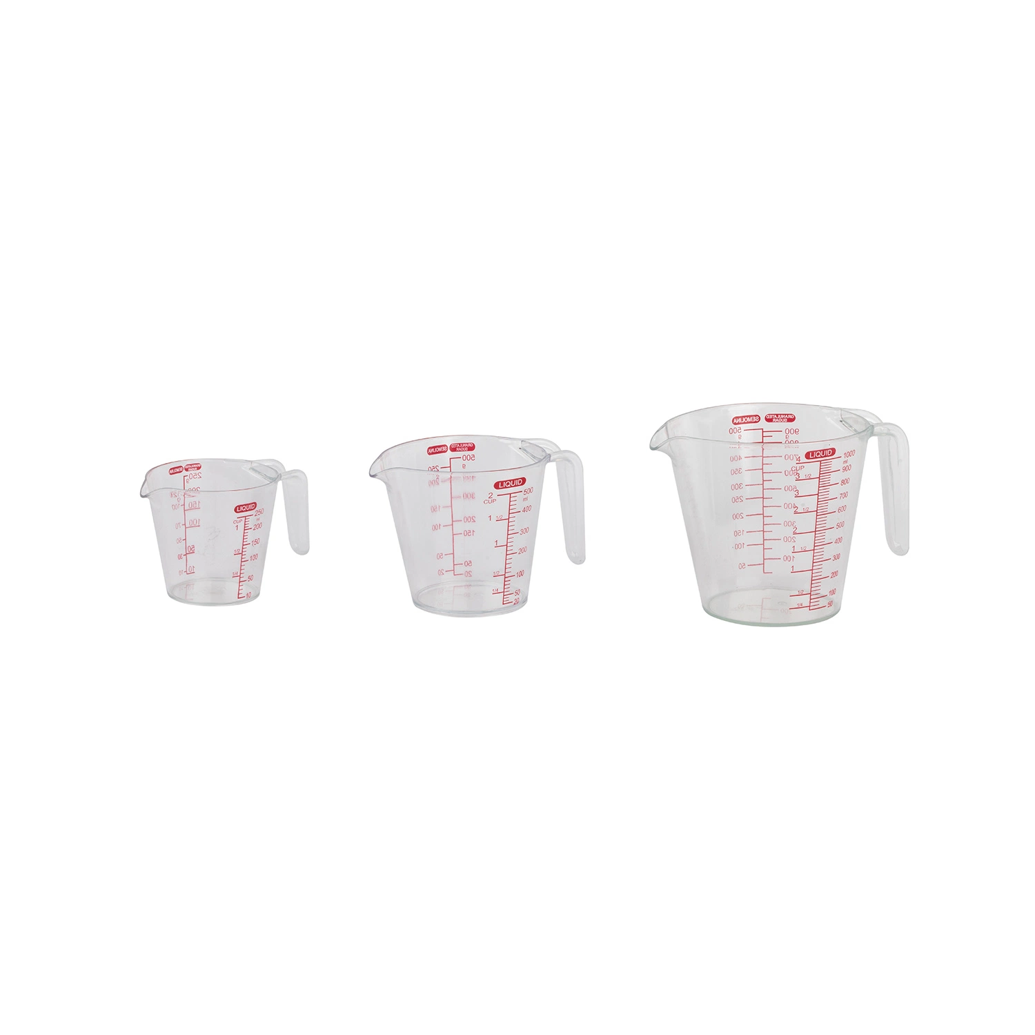 3 PCS Transparent Plastic Measuring Cup Set with Purple Rubber Soft Handle 1 2 3 4 Cup for Baking Measurement
