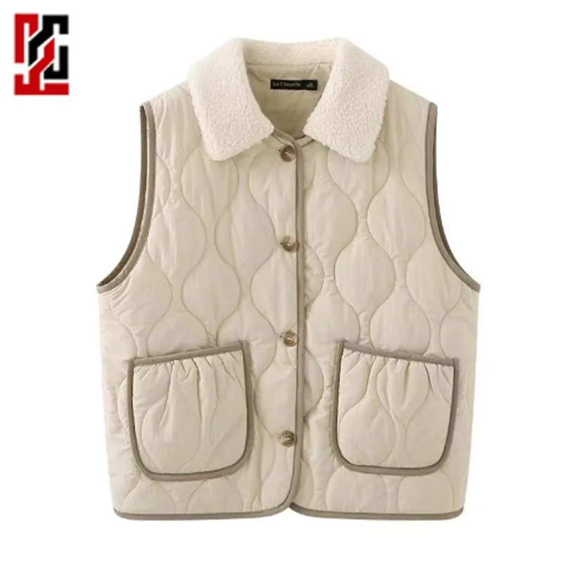 Cotton Jacket Outer Wear Solid Color Women's Short Cotton Vest