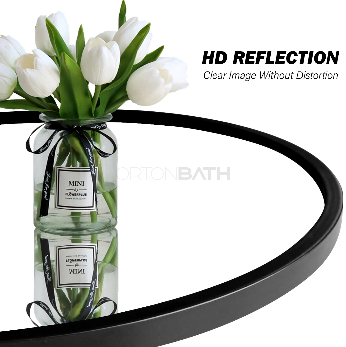 Ortonbath Modern Oval Wand hängenden Spiegel für Badezimmer mit Gebürstetes schwarzes Metall Eitelkeit Spiegel für Badezimmer über Waschbecken