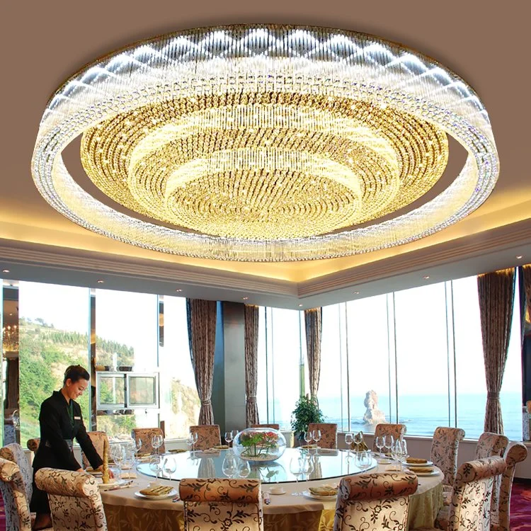 El vestíbulo del hotel escalera cubierta de vidrio de proyecto personalizado de la luz de lámpara de araña de techo LED redonda