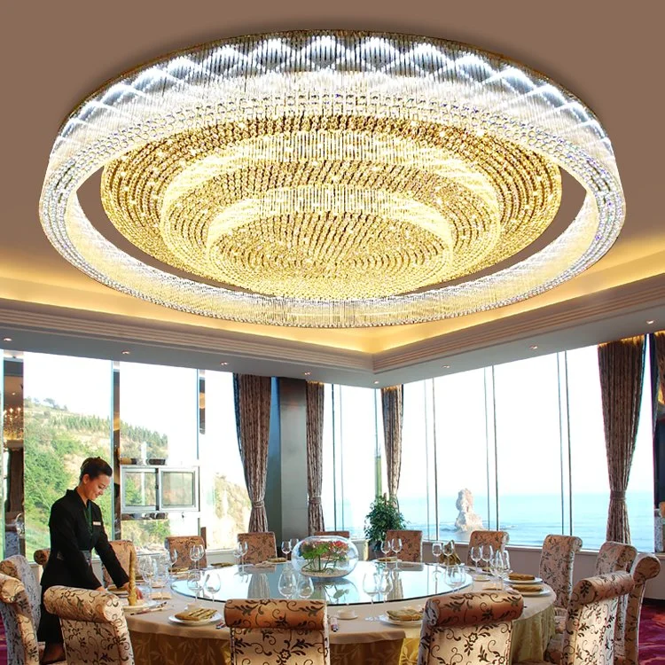 Hotel Lobby Indoor Staircase Custom Project Glass Round LED Ceiling Chandelier Lamp