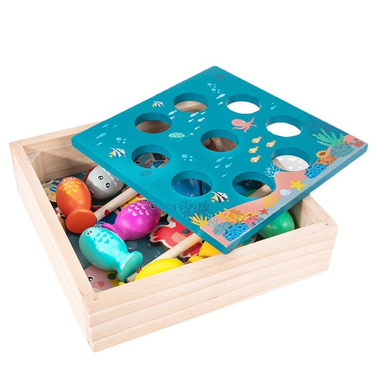 Jogo de Pesca 3D Crianças Madeira Magnetic Educational Toy