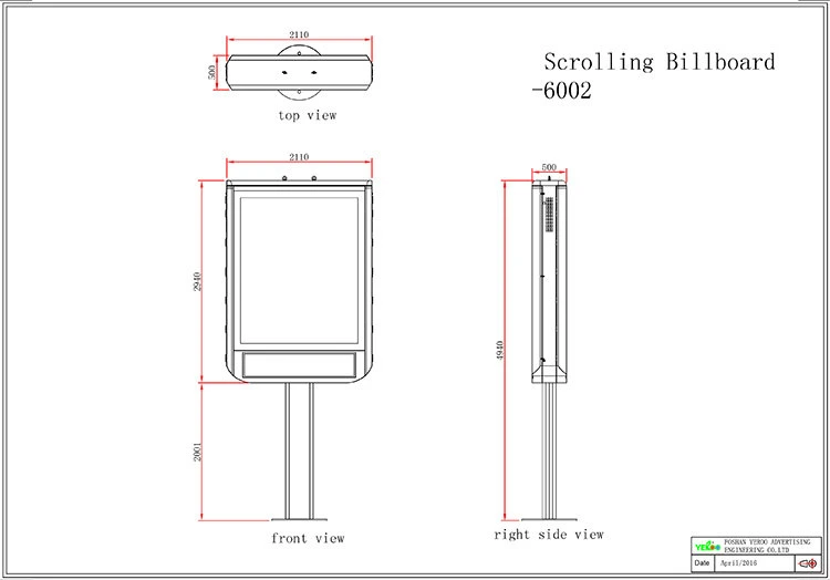 Outdoor Scrolling Reklametafel Werbung Display Equipment