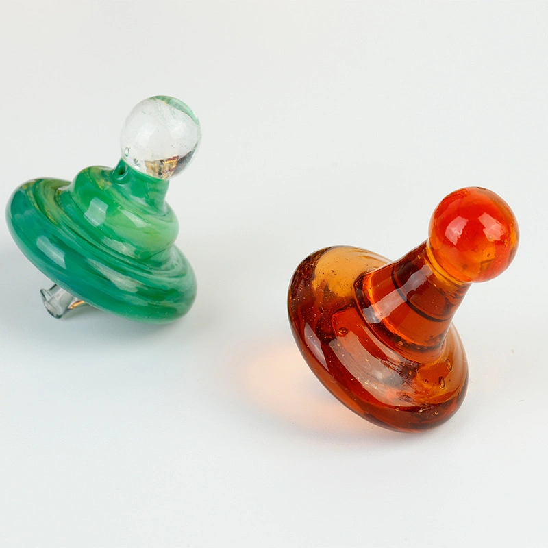 Mixed Color Glass Smoking Water Pipe DAB Rig Tool Air Flow Internal Spinning Ball Top Spinner Carb Cap