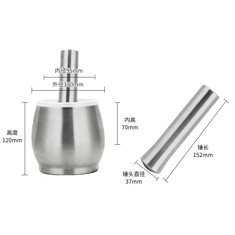 Stainless Steel Mortar and Pestle Set, with Translucent Lid Covering Food Herbs Organic Spices Crusher Grinder Mixing Bowl Crushing Tool Wbb14069