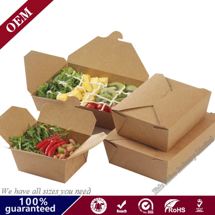 Top Grade Reusable Takeaway Food Container Brown Kraft Paper Packaging Take out Food Boxes and Cup