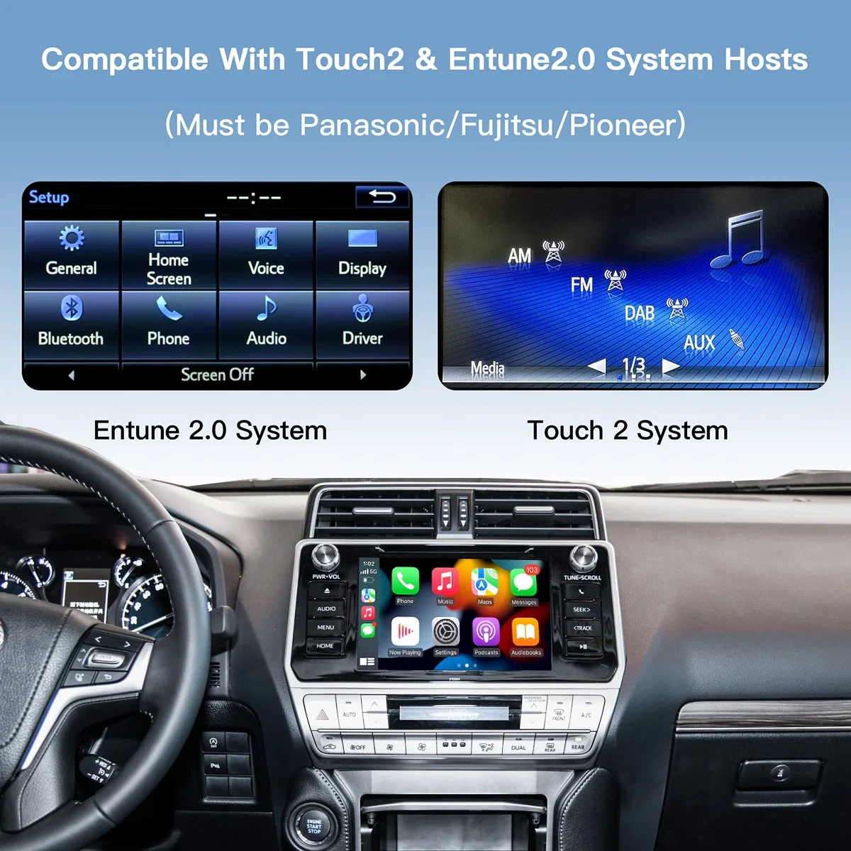 Wireless Carplay Car Audio for Toyota RAV4 Tacoma with Entune2.0 2014-2019