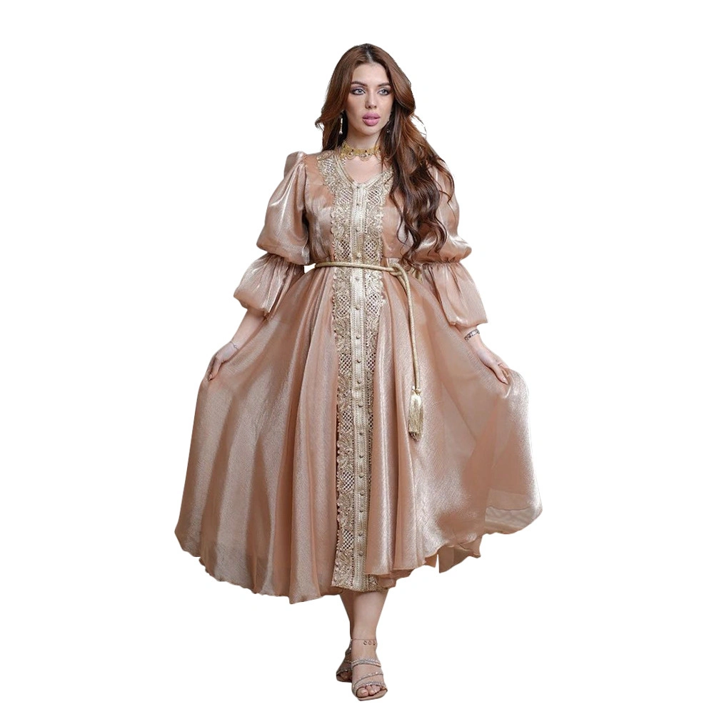 Yh23 Middle Eastern Style Evening Dress Muslim Lantern Sleeve Gown