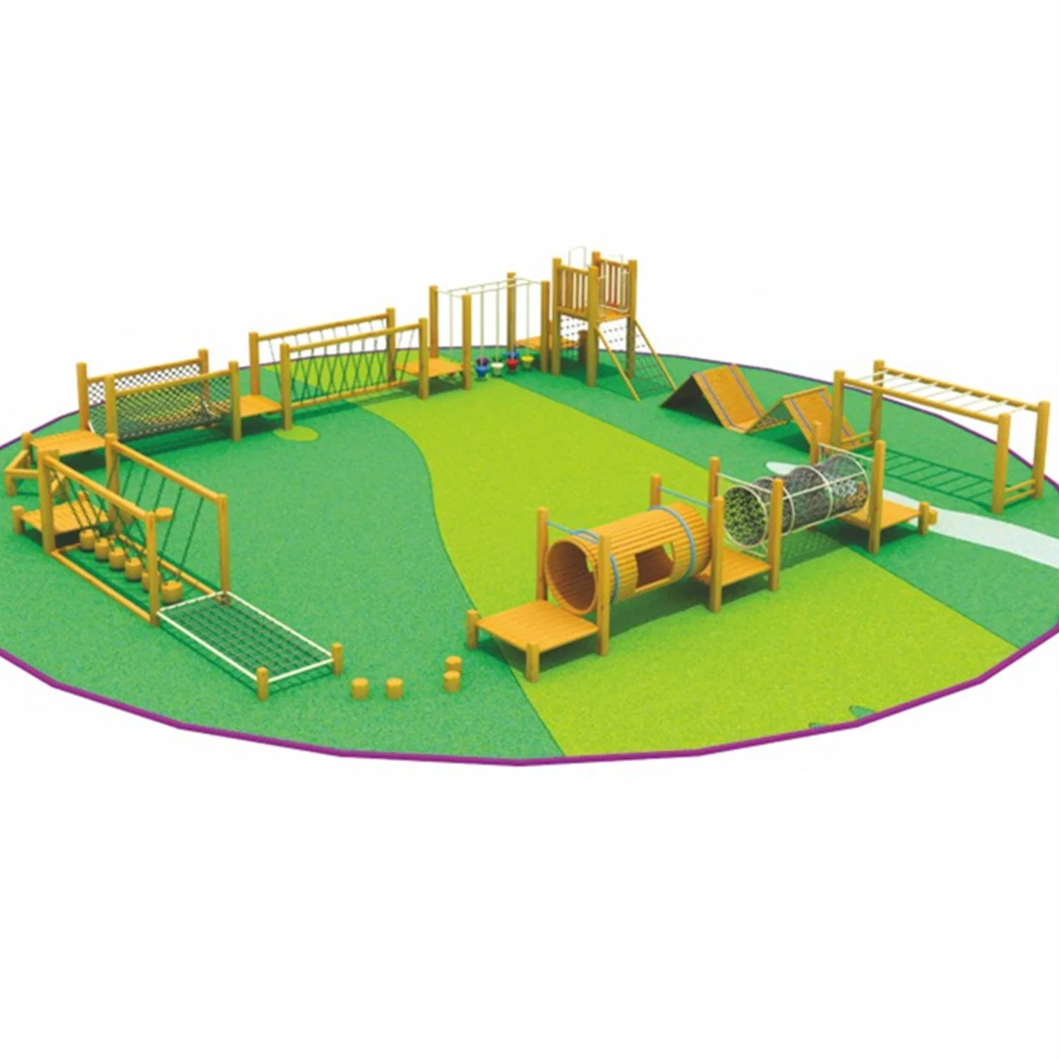 Park Landscape Outdoor Playground Equipment Wooden Slide Climbing Frame