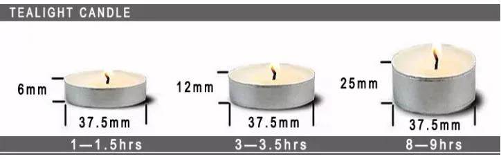 أوكازيون ساخن 25/ 50/ 75/ 100 /600 8 ساعة أبيض لون الجملة ورقة من الألومنيوم شمع الشمع شمعة ضوء الشاي لمدة ديكور الكنيسة