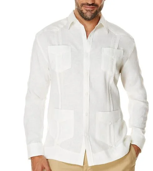 Men's Linen/Cotton White Woven Shirts