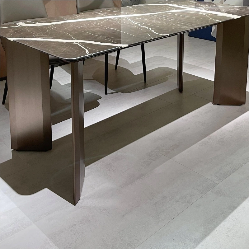 2023 Hot Selling Home Furniture Hotel Luxury Dining Room Designs Stainless Steel Base Marble Top Dining Table