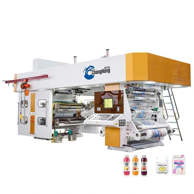 6 Farbe Zentraltrommel BOPP PE Flexo Druckmaschine für Kunststoffbeutel